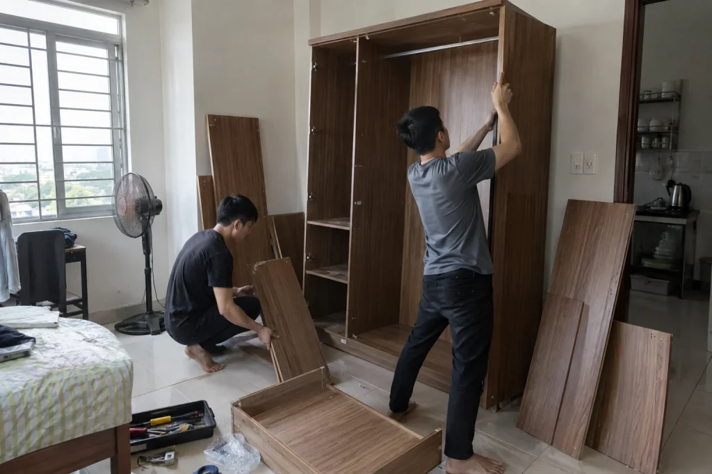 Ảnh minh họa cho bài Cách tháo tủ quần áo trước khi chuyển trọ