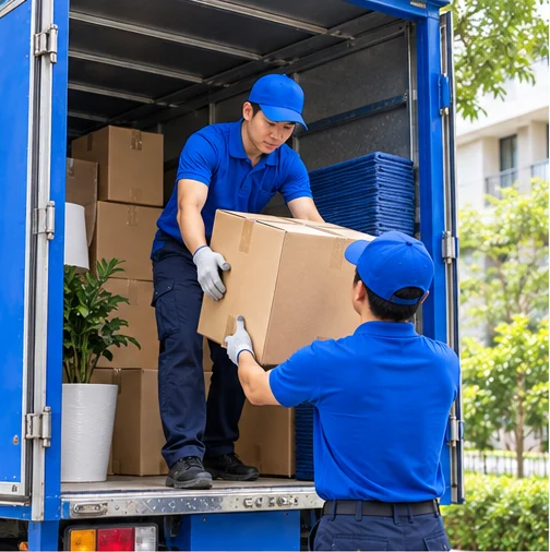 Bốc xếp thùng hàng lên xe tải