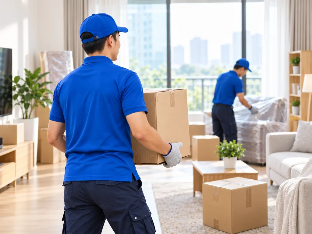 Nhân viên vận chuyển đồ đạc cẩn thận